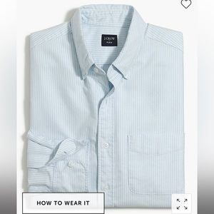 NWT J. Crew Ludlow Blue and White Flex Oxford Tall Men